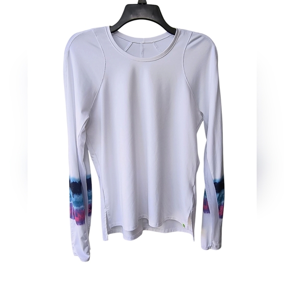 Lucky in Love White Long Mesh Sleeve SPF 50 Tennis Pickleball Dry Fit Top M - Picture 8 of 8